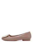 Romwe Pink Patent Leather Square Metal Buckle Flats