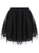 Romwe Elastic Waist Laceflare Skirt