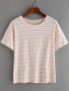 Romwe Striped Pink T-shirt