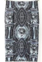 Romwe Grey Gemstone Print Zipper Skirt