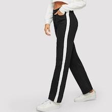 Romwe Contrast Panel Straight Leg Pants