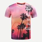Romwe Men Tropical And Letter Print Tee