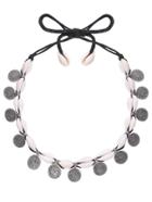 Romwe Antique Silver Coin Cowrie Shell Choker Necklace
