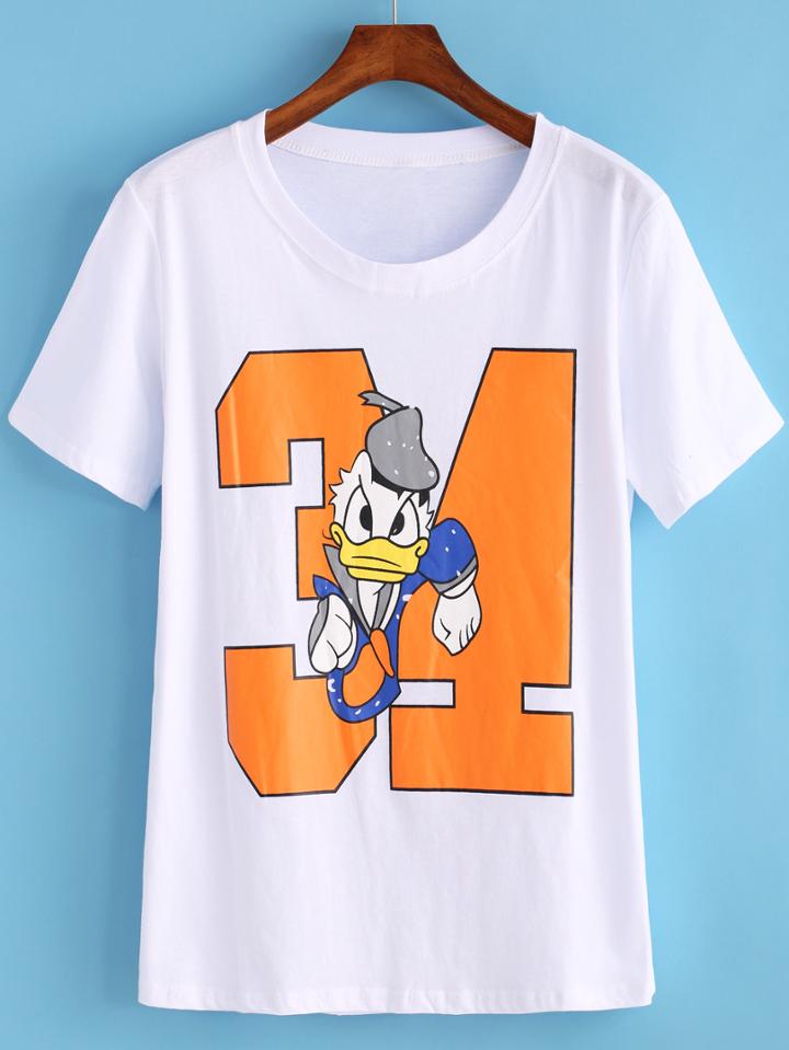 Romwe Donald Duck Loose T-shirt