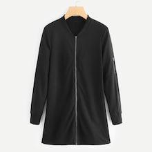 Romwe Plus Zip Detail Sleeve Coat