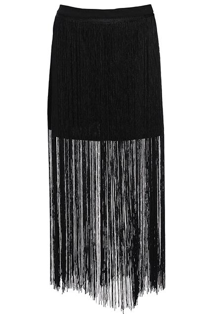 Romwe Tassels Black Skirt