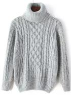 Romwe Turtleneck Cable Knit Grey Sweater