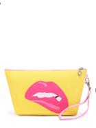 Romwe Lip & Slogan Print Makeup Bag With Wristlet