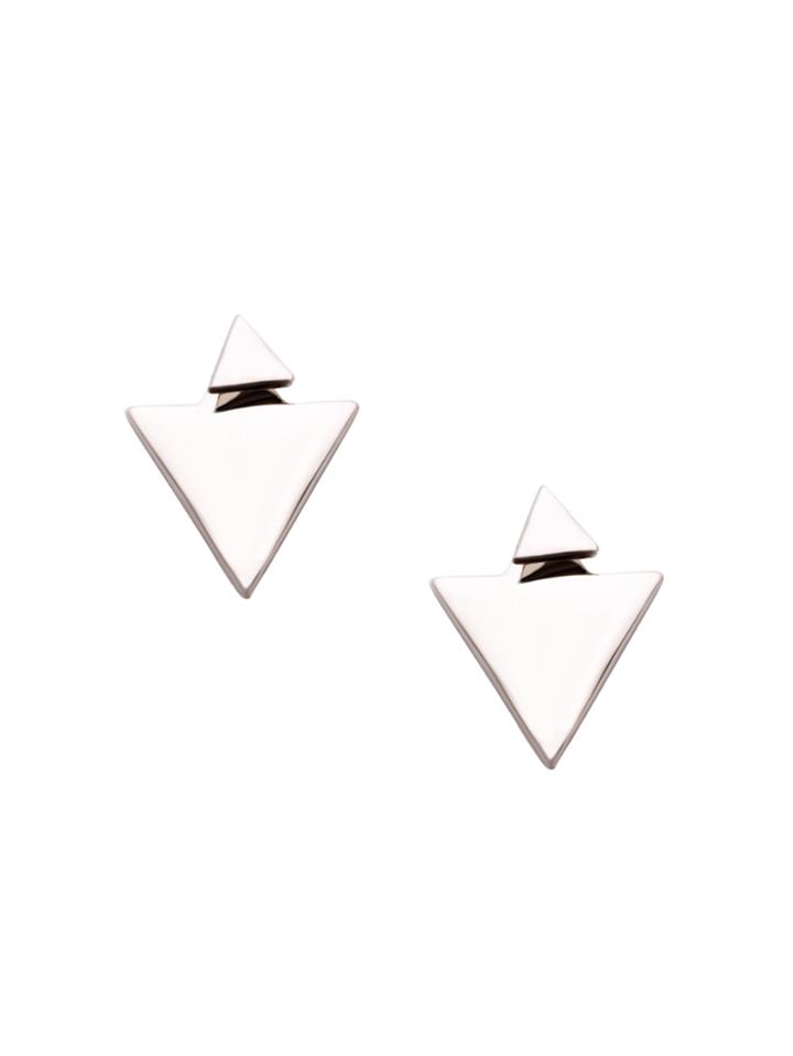 Romwe Silver Plated Triangle Stud Earrings