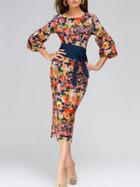 Romwe Florals Slim Tunic Dress