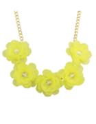Romwe Yellow Chunky Resin Flower Necklace