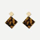 Romwe Square Leopard Drop Earrings
