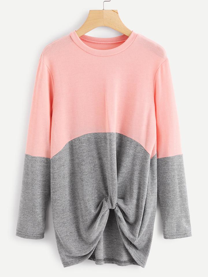 Romwe Cut And Sew Dip Hem Tee
