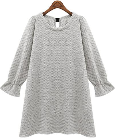 Romwe Grey Long Sleeve Bow Loose Sweater