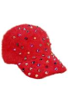 Romwe Studded Red Peaked Cap
