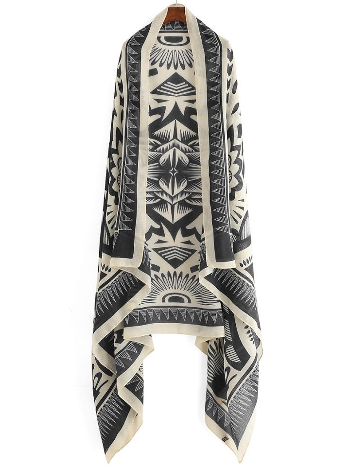 Romwe Aztec Print Black Scarf