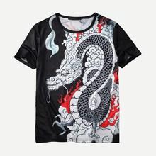 Romwe Men Dragon Print Tee