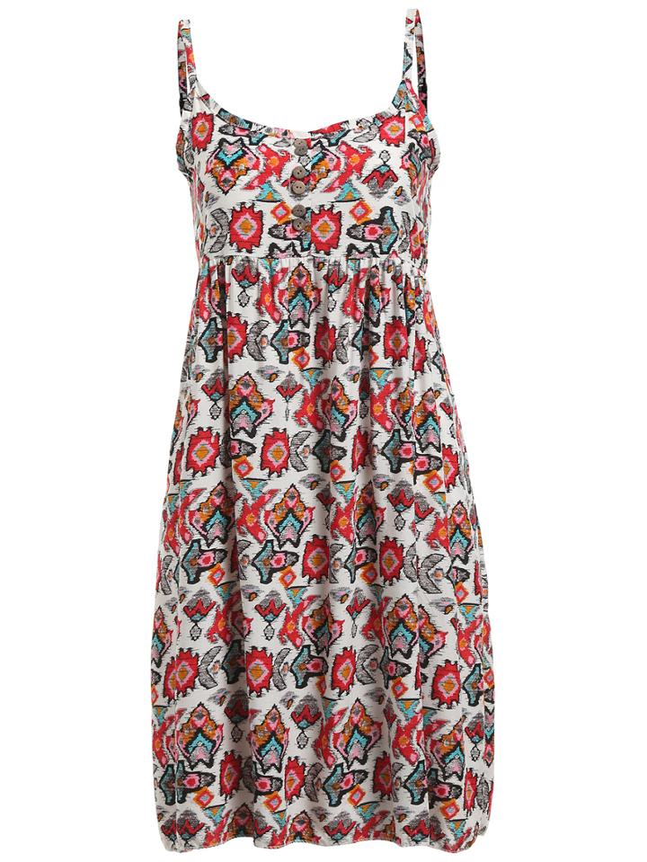 Romwe Aztec Print Buttons Cami Dress