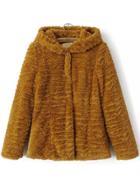 Romwe Hooded Long Sleeve Khaki Coat