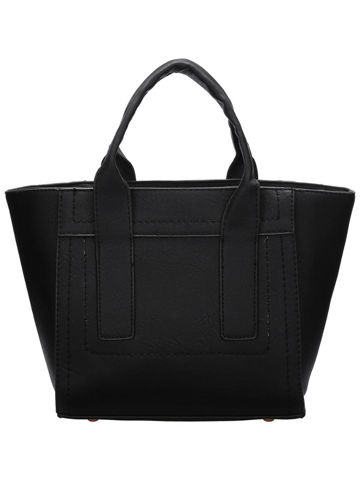Romwe Black Chain Pu Tote Bag