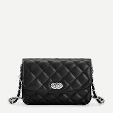 Romwe Twist Lock Quilted Chain Crossbody Bag