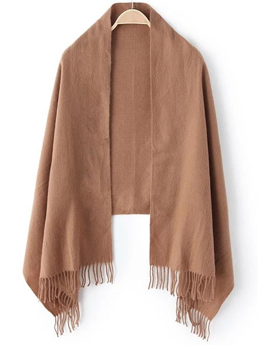 Romwe Women Fringe Camel Scarf