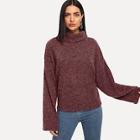 Romwe Solid High Neck Sweater