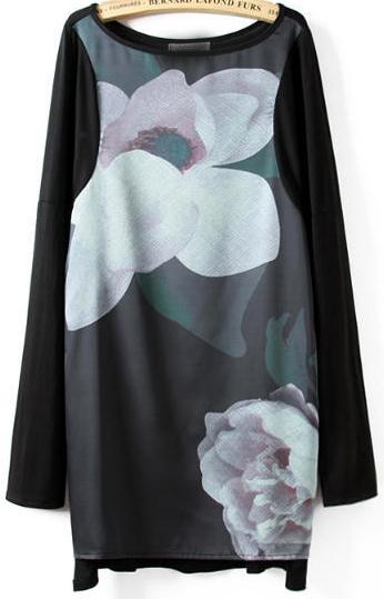 Romwe Lotus Print Loose Blouse