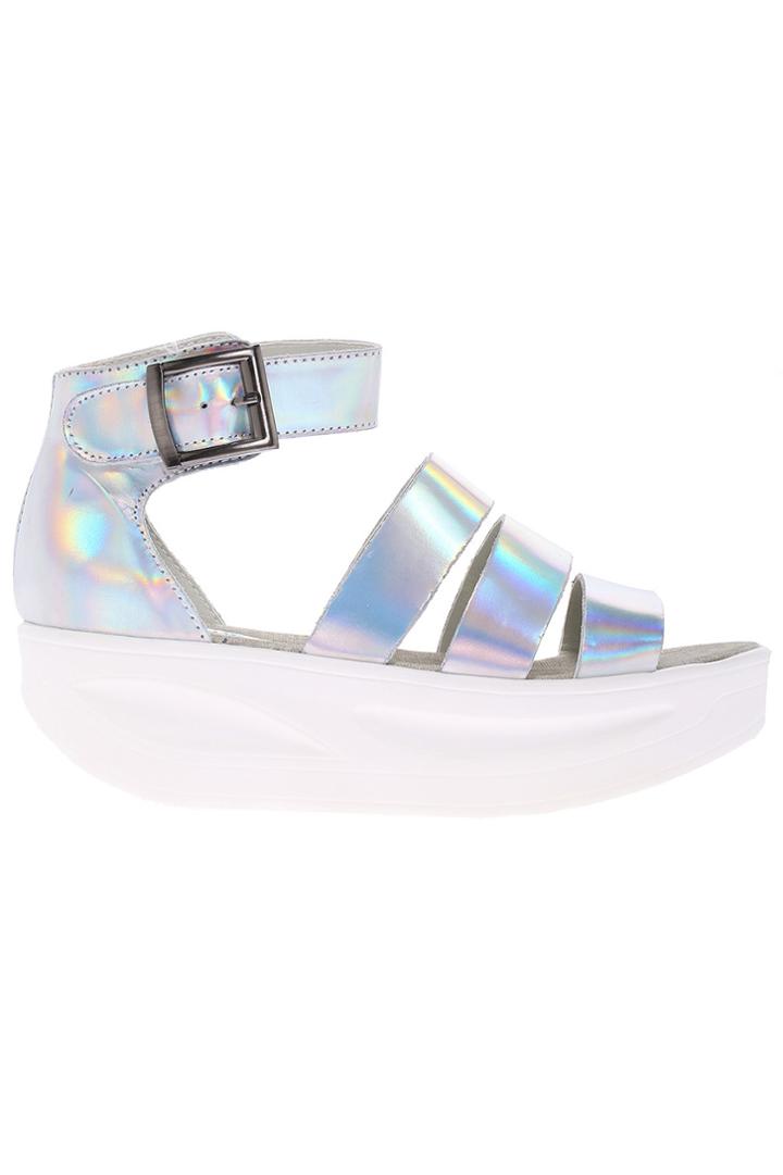 Romwe Romwe Hollow Platform Sticking Silvery Sandals