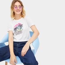 Romwe Plants And Letter Print Tee