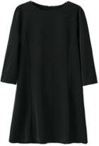 Romwe Zip Solid Black Loose Dress