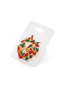 Romwe Christmas Rhinestone Bell Design Brooch