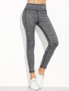 Romwe Grey Elastic Waist Skinny Leggings With Stitch Detail