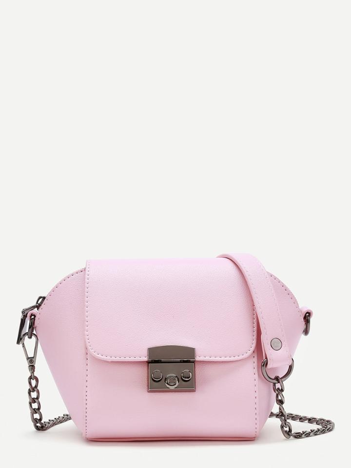 Romwe Pu Flap Crossbody Chain Bag