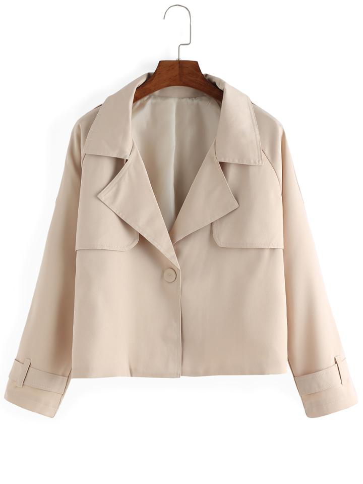 Romwe Raglan Sleeve Single Button Coat