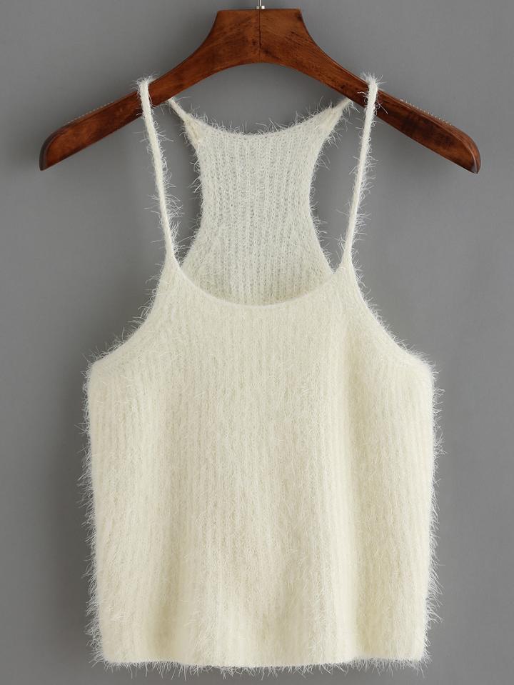 Romwe Spaghetti Strap Mohair Sweater Cami Top
