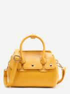 Romwe Yellow Pu Shoulder Bag With Adjustable Strap