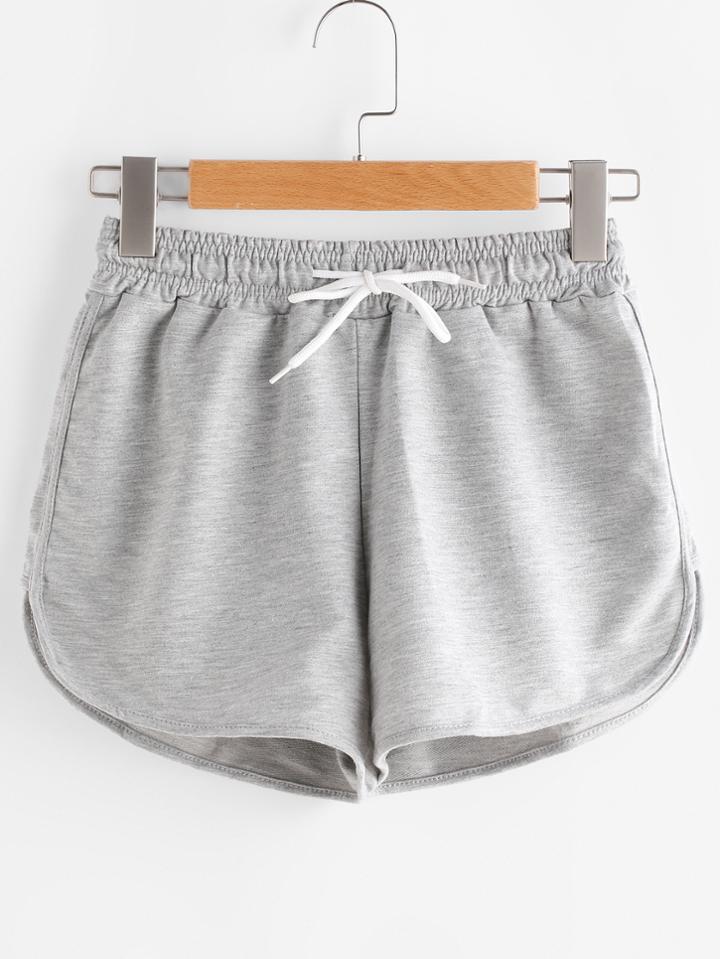Romwe Elastic Waist Drawstring Dolphin Hem Shorts