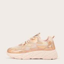 Romwe Iridescent Lace-up Front Sneakers