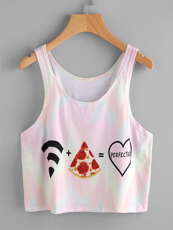 Romwe Graphic Print Crop Tank Top