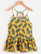 Romwe Allover Pineapple Print Racerback Tiered Hem Cami Top