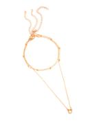 Romwe Ring & Beaded Chain Necklace Set 3pcs