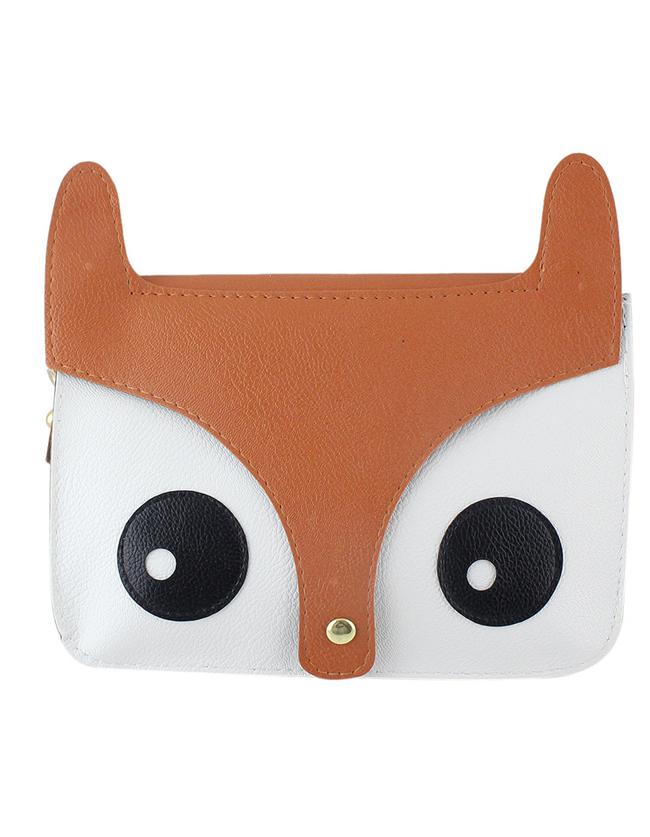 Romwe Brown Cute Animal Head Pu Shoulder Bag