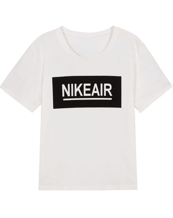 Romwe White Short Sleeve Print T-shirt