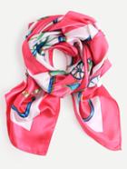 Romwe Pink Carriage Print Scarf