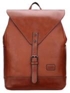 Romwe Brown Buckle Magnetic Oversized Backpacks