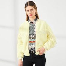 Romwe Sequin Detail Faux Fur Coat