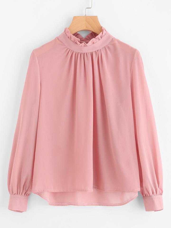 Romwe Frill Collar Puff Sleeve Blouse