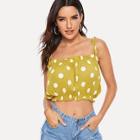 Romwe Frill Trim Crop Top With Tie Strappy
