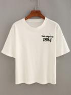 Romwe Number Print White T-shirt